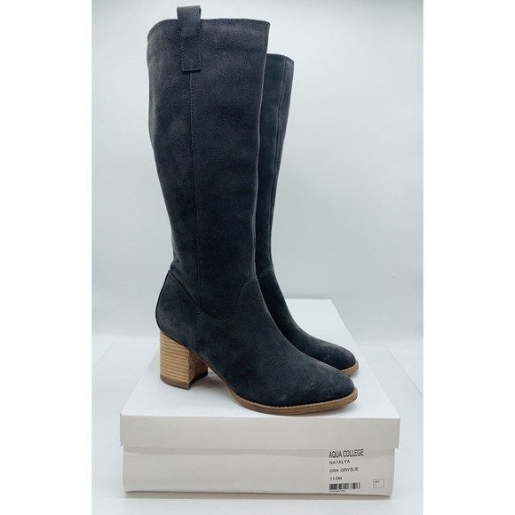 aqua college Shoes - Aqua College Women's Natalya Waterproof Knee High Boots Dark Grey Suede US 11M